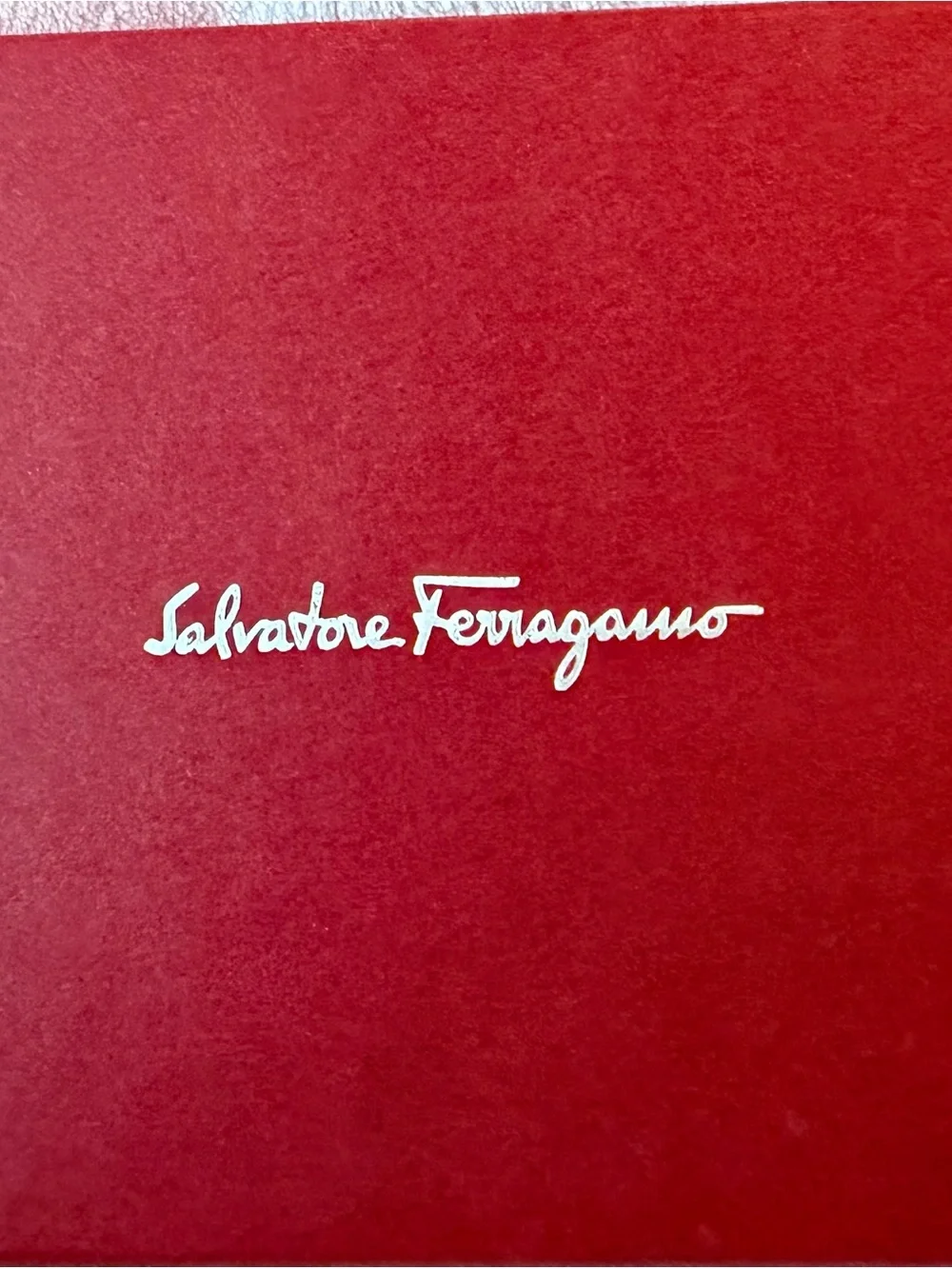 Salvatore Ferragamo Red Box with a Suede cloth branded